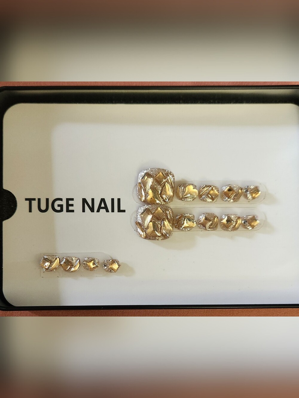 TUGE NAIL High Bling Luxury Press-On Toenails Gold Glitter